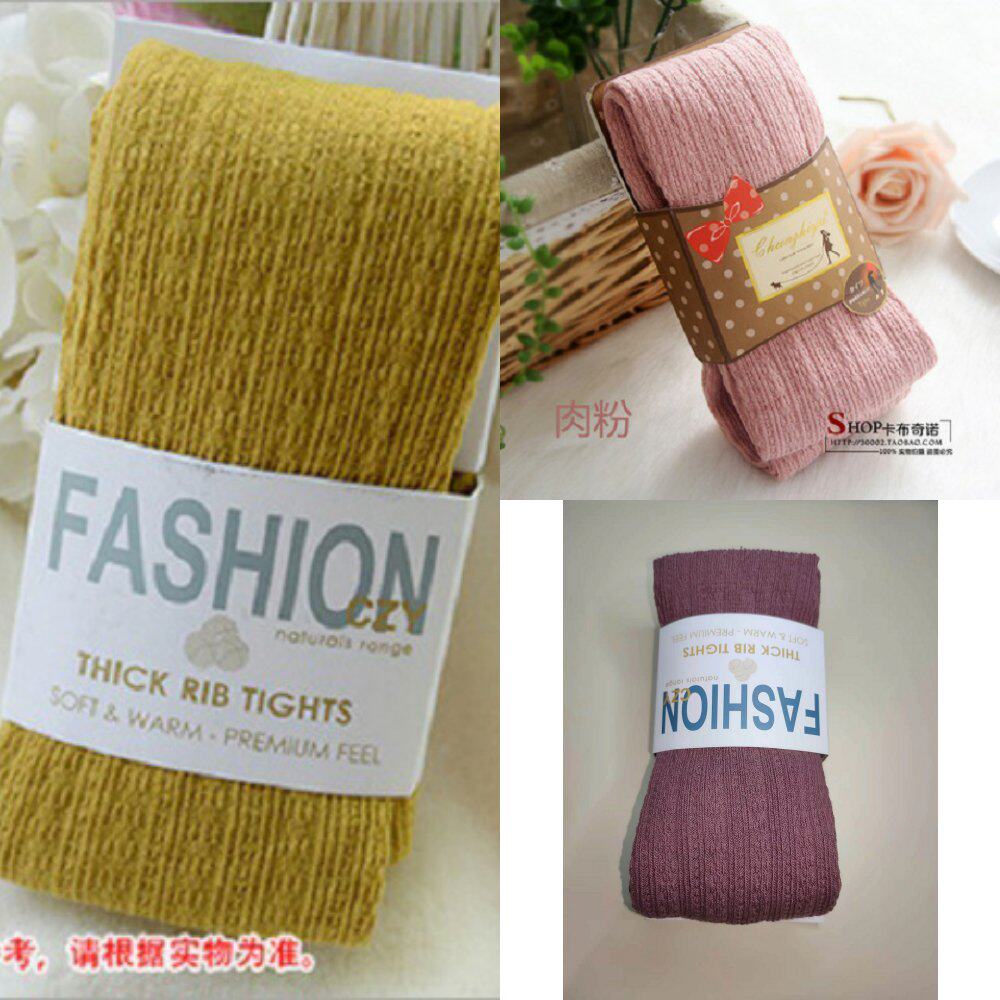 袋装日韩加厚连裤袜子踩脚打底袜裤精梳棉针织袜麻花条纹包邮