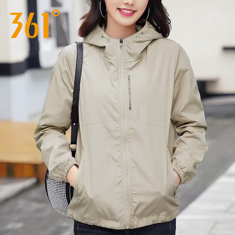 361°运动风衣女2025年春季新款连帽针织单风衣防风跑步外套