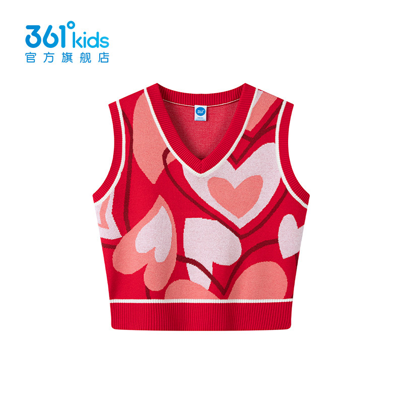 【商场同款】361童装背心仿毛衫女童2025春新款中大童保暖上衣