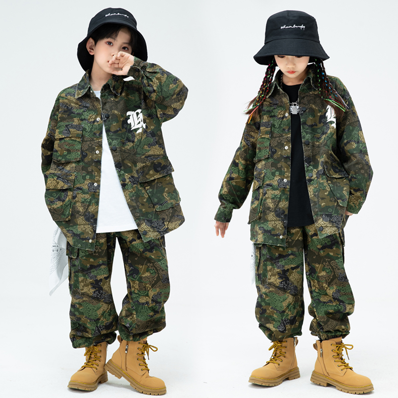 izip儿童迷彩嘻哈街舞演出服