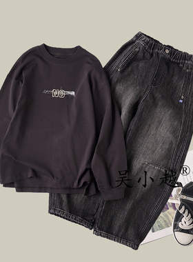 吴小越w1646男童打底衫秋冬款韩版中大童潮童绣花云朵绒t恤