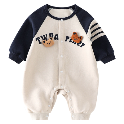 新生婴儿衣服春装男宝宝连体衣超萌可爱满月百天长袖单层哈衣春季