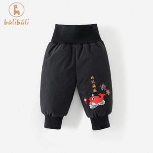 婴幼童加绒裤子冬款2025新款男女宝宝加厚保暖棉裤冬季新年束脚裤