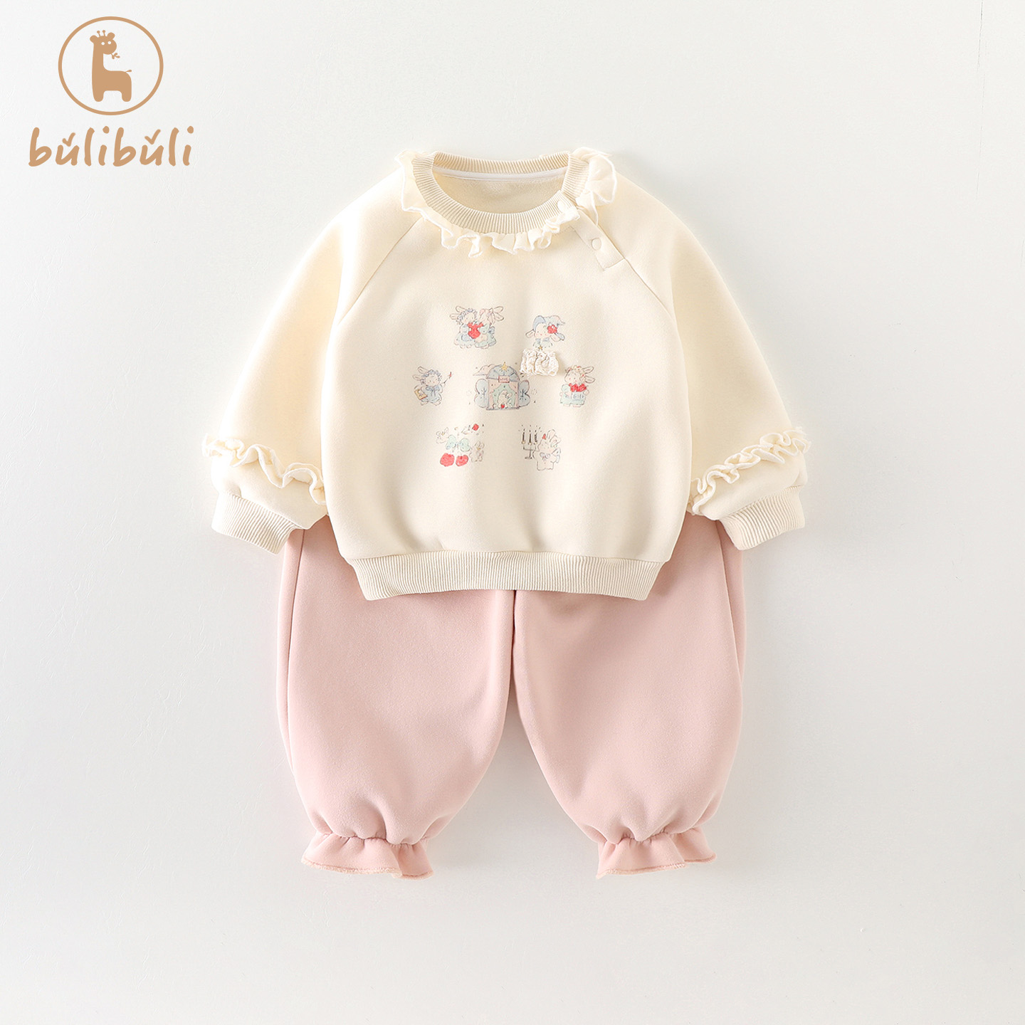 女童套装秋冬装2025新款女宝宝加绒卫衣卫裤秋冬季儿童衣服两件套