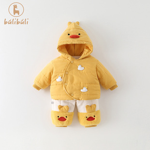 婴幼童套装冬装2025新款男女宝宝加绒保暖棉衣裤子冬季衣服两件套