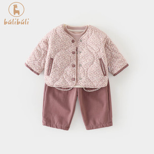 女童外套套装秋冬装2025新款女宝宝深秋洋气婴幼童衣服分体三件套