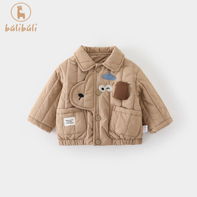 男童短款外套秋冬款2025新款男宝宝卡通夹棉薄棉上衣秋冬保暖衣服