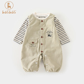 男宝宝长袖 2025新款 打底衫 背带裤 衣服两件套 婴幼儿童套装 春季 春装