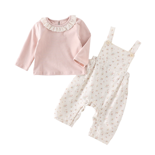 女童背带裤春装套装2025新款小童宝宝洋气婴幼儿衣服春季两件套潮