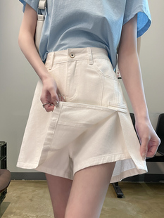 白色牛仔短裙女裙裤夏季薄款2022新款高腰a字短裤裙包臀半身裙子