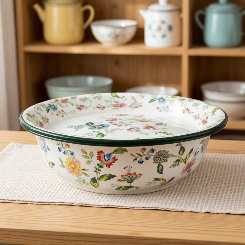 特厚珐琅搪瓷和面盆盘套装揉面发面盆家用洗脸洗菜盆饺子馅料搅拌