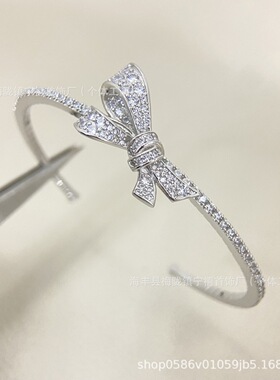 满钻蝴蝶结手镯女18k白金满天星开口手环气质精工工厂直销