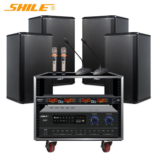狮乐 AV108+BX108两对+SH10+8U机柜中小型会议室音响舞蹈室学校