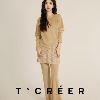 T`CREER｜【白夜蔷薇】韩系气质温柔慵懒松弛感套装女TR25Q177