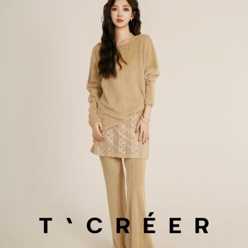 T`CREER｜【白夜蔷薇】韩系气质温柔慵懒松弛感套装女TR25Q177