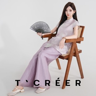 輕奢別致無袖 T`CREER｜ 夏日新中式 襯衫 鯉銜花影 上衣女