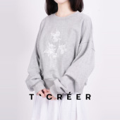 韩系圆领慵懒春款 T`CREER｜ 当观水月 套头卫衣女