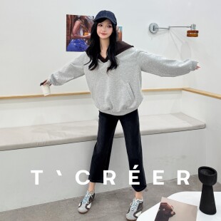 T`CREER｜ 河倾月落 直筒女西装裤秋季新款九分高腰显瘦烟管裤女