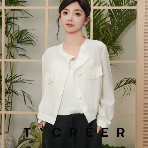 T`CREER｜【茉莉清风】韩系气质轻薄透气衬衫女夏季宽松通勤