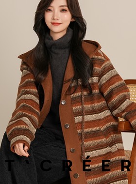 T`CREER｜【霜叶飞】秋季时尚撞色条纹通勤百搭外套女TR25Q146