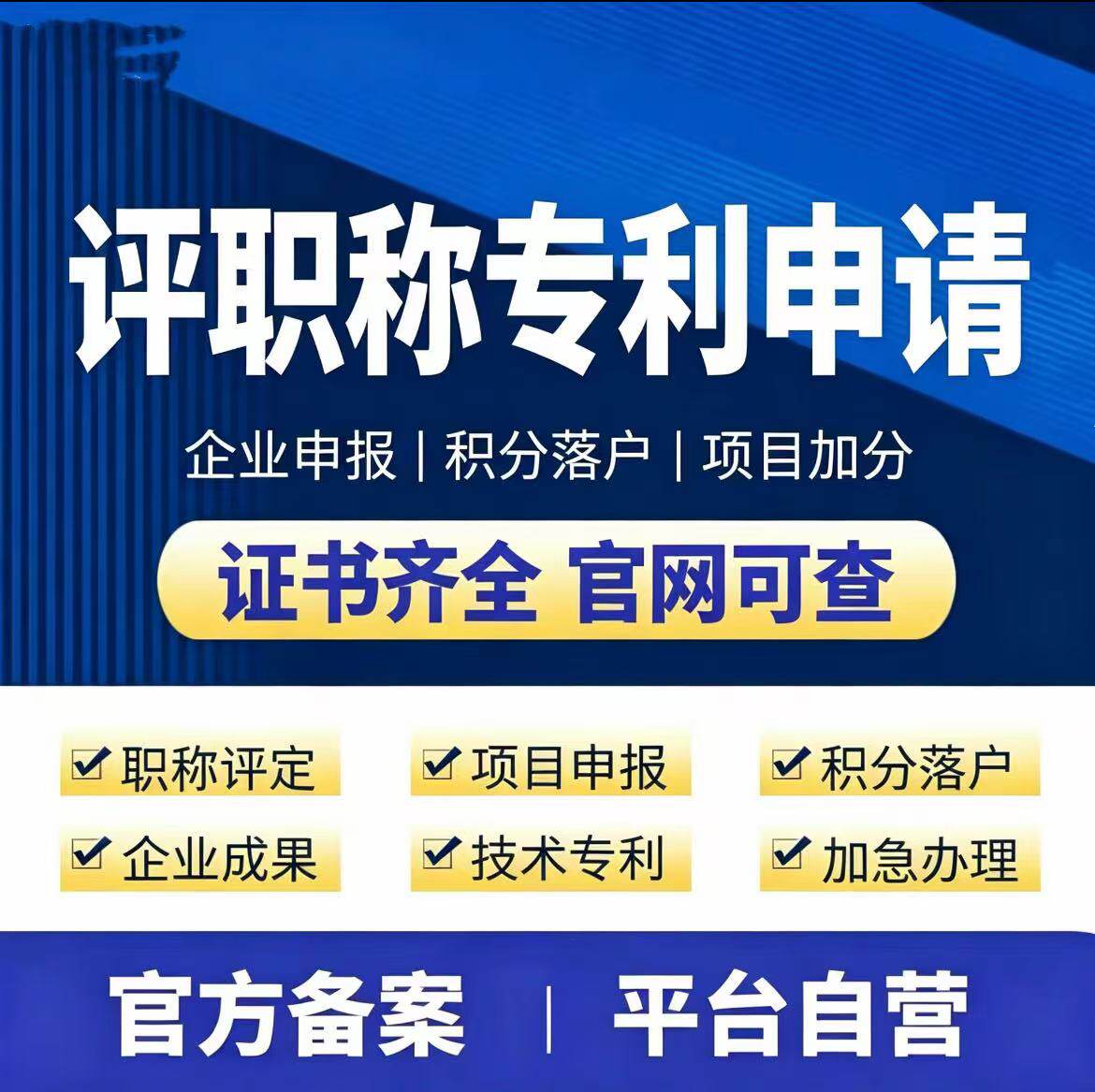 评职称专利申请企业申报积分落户项目加分官方备案官网可查