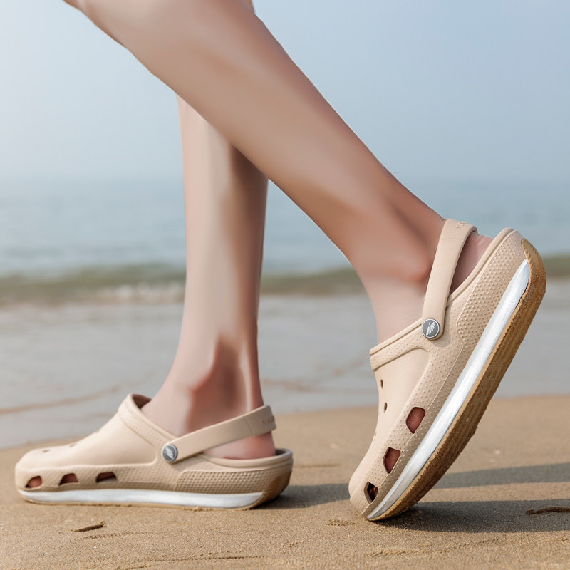 牛筋底洞洞鞋男款夏新款防滑软底厚底潮流沙滩鞋外穿男士包头凉鞋