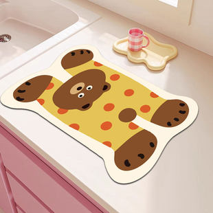 卡通沥水垫厨房台面吸水凉垫矽藻泥餐垫防水防油免洗杯垫咖啡机垫