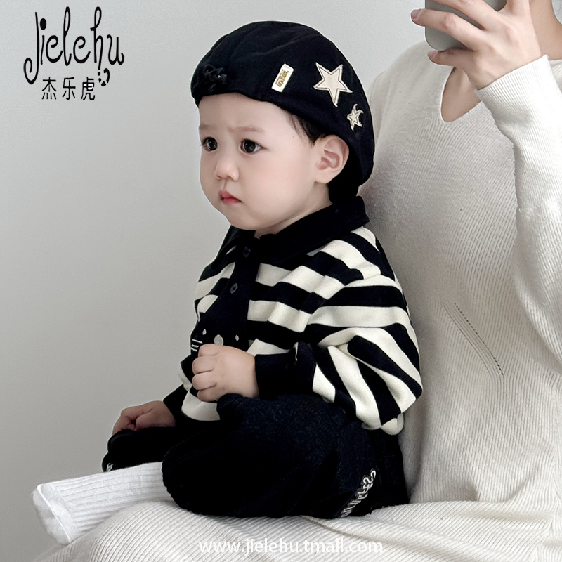 韩版潮流儿童帽子春秋保暖防风贝雷帽男女宝宝春游前进鸭舌帽冬