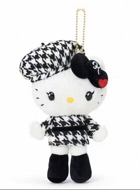 日本 Sanrio/三丽鸥黑白千鸟格挂件HelloKitty丹尼尔毛绒公仔挂饰