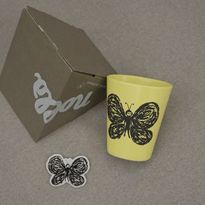 予 在途日本皆川明蝴蝶陶瓷马克杯30周年限定黄色很嫩有质感