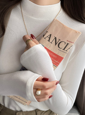 白色半高领打底衫女内搭2025秋冬新款纯色修身显瘦高级感洋气上衣