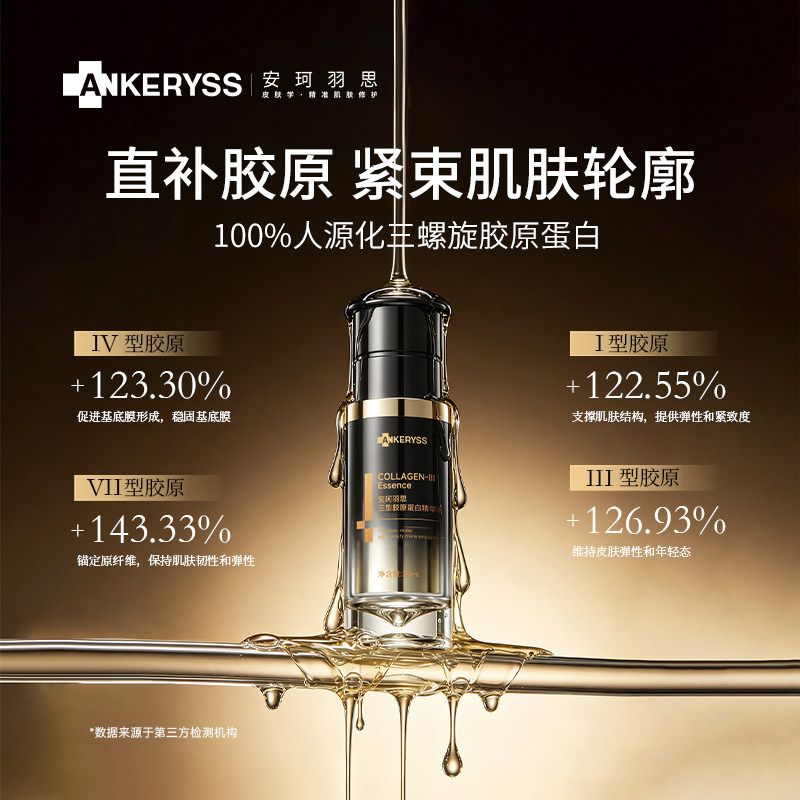 安珂羽思三型胶原蛋白精华液面部凹陷嫩肤法令纹改善抗皱正品