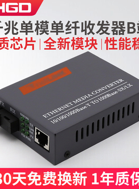 LHGD千兆单模单纤光纤收发器HTB-GS-03-B光电转换器外置电源B端一台接收