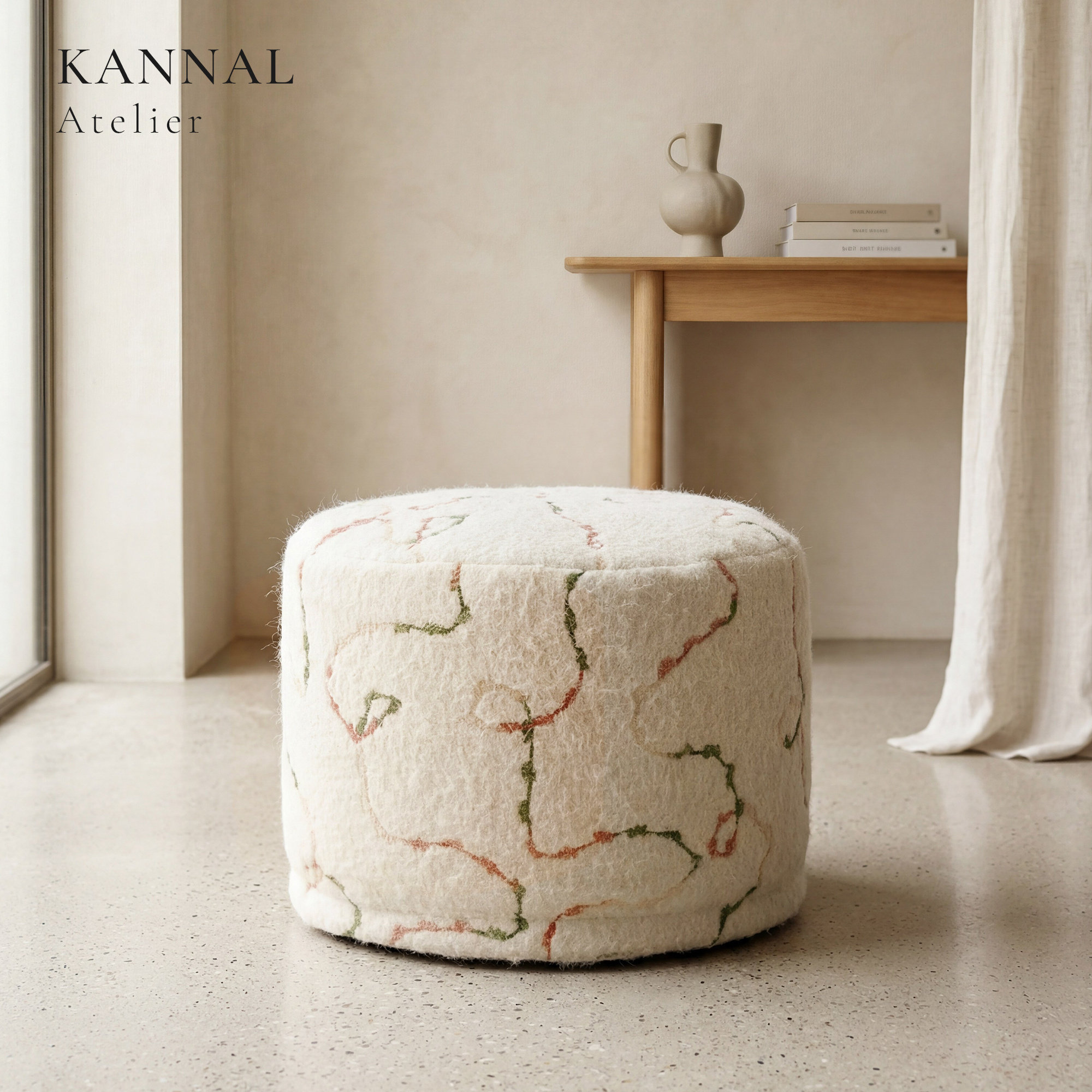 KANNAL·Halo手工圆形燕麦色坐墩