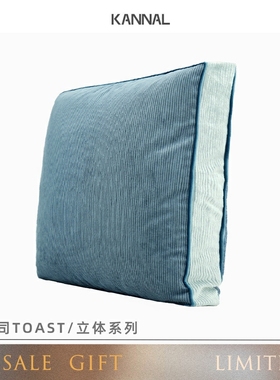『 吐司 Toast』中古复古深海蓝色高端灯芯绒靠垫样板间立体方枕