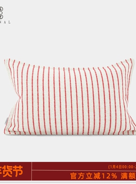 法式红色条纹抱枕『Charm』高级复古羊毛棉麻混纺沙色条纹腰枕