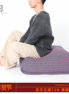 KANNAL·ZEN波西米亚蓝色红色多色编织坐墩家用蒲团脚墩可拆洗