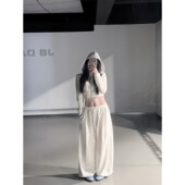 美式 爵士拉链短卫衣上衣 刺绣爵士舞卫裤 黑奶酪 宽松跳舞运动裤