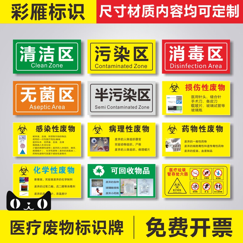 垃圾分类危险废物标识贴纸医疗废物暂存处警示标识垃级标签提示贴纸