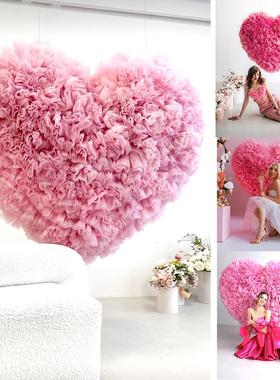 爱心背景板粉色店铺网红打卡点派对生日装饰拍照道具节日活动厂家