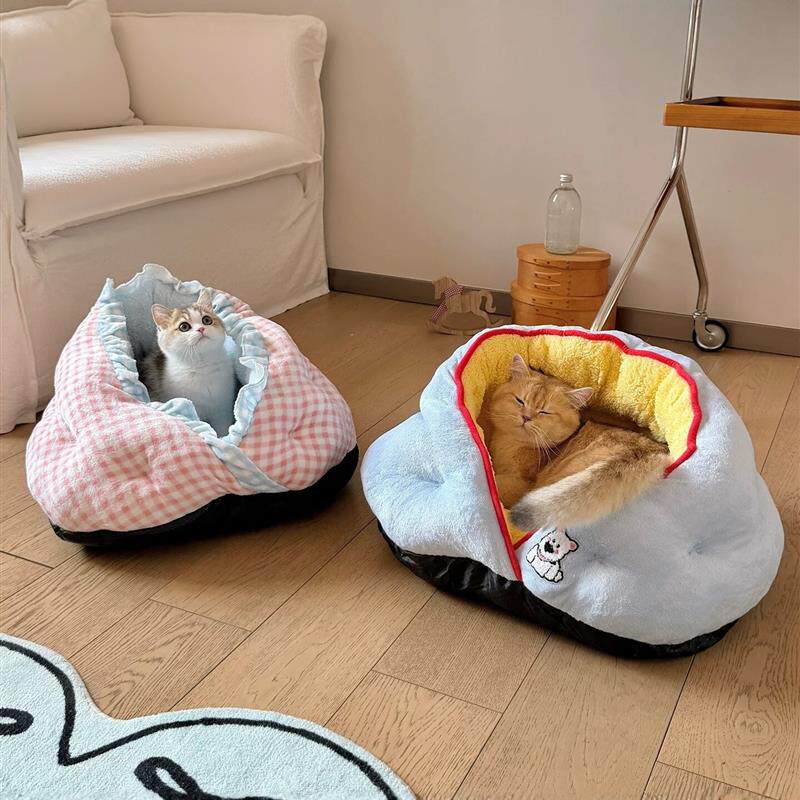 猫窝半封闭式安全感冬天保暖加厚包裹感狗窝小中型犬睡床宠物厂家