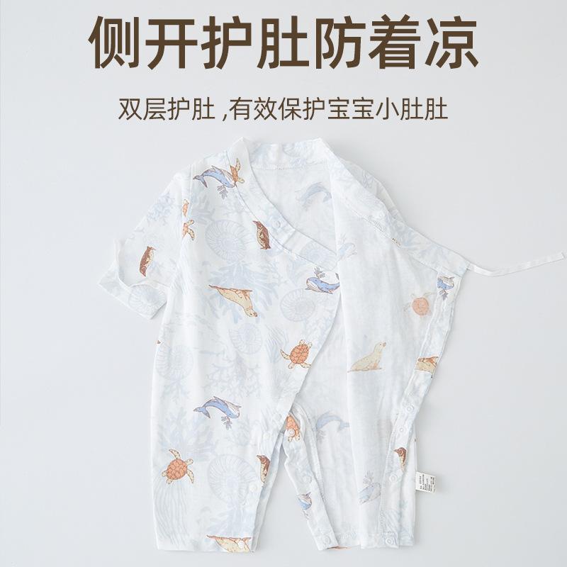 儿夏季棉纱布连体衣超薄透气空调服哈衣宝宝夏装厂家