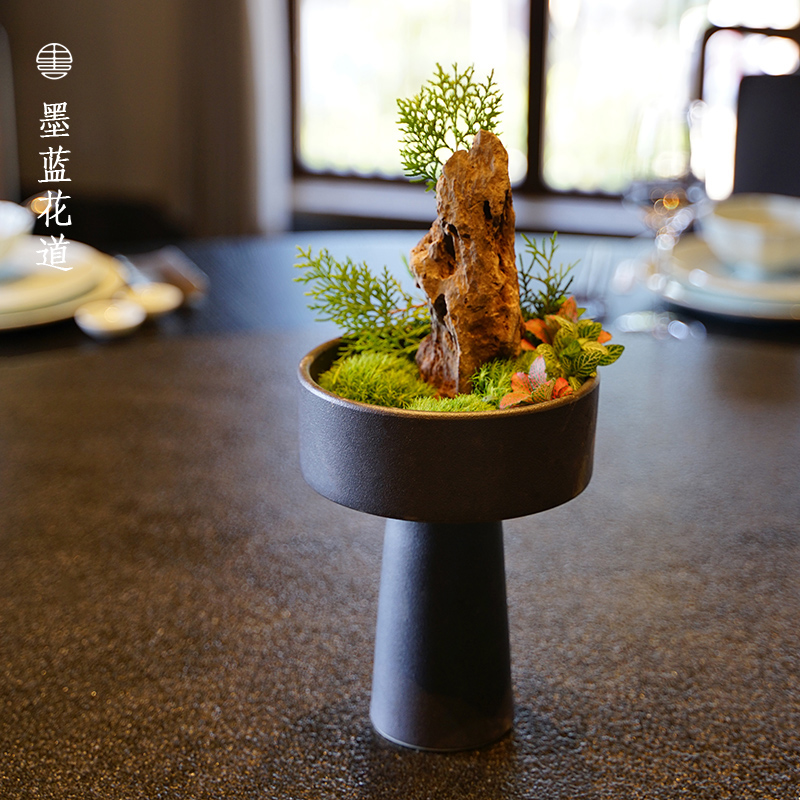 高脚磨砂小火炬花器花道插花