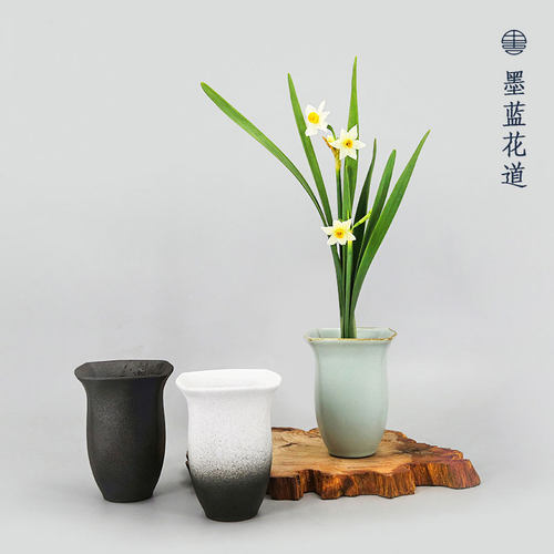 陶瓷方瓶池坊流派日式磨砂花器