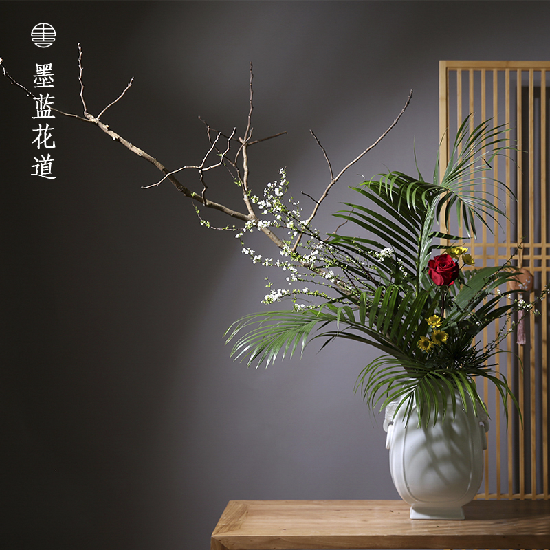 双耳方瓶特大花瓶插花器皿瓶花文人调日式花道花器小原流写景摆设