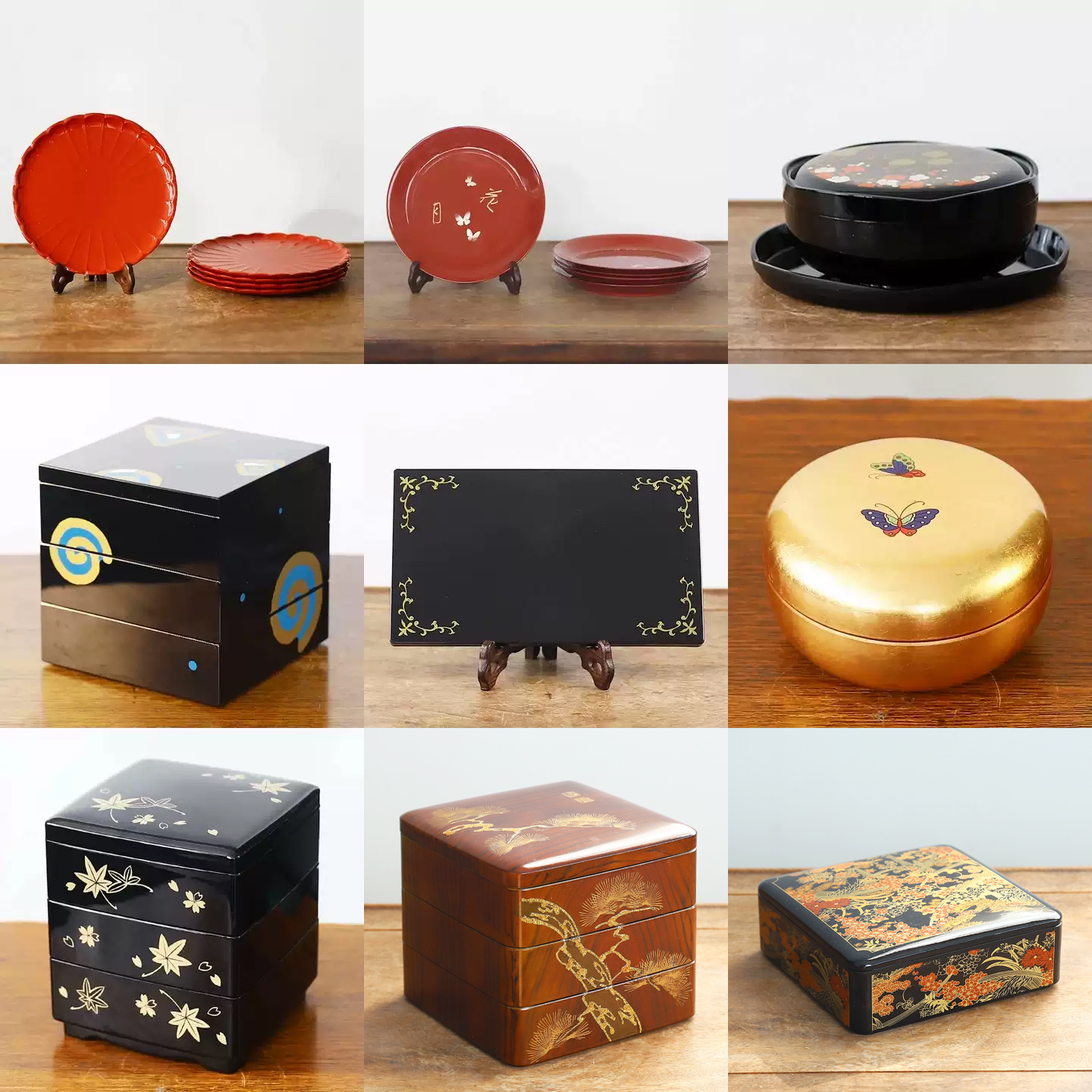 日本回流树脂漆器插花器皿精美漆盒日式食盒漆盘老物件收藏摆件