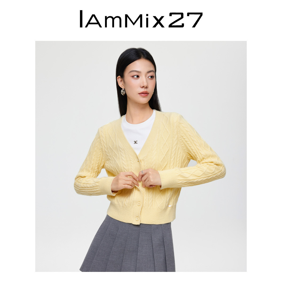 iammix27秋冬V领针织开衫
