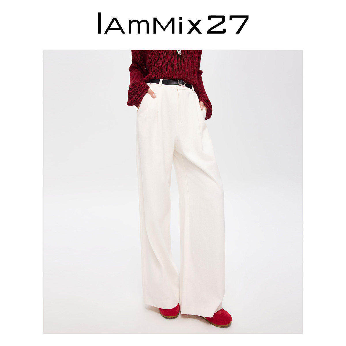 IAmMIX27春季高腰棉麻休闲裤女宽松亲肤透气简约亚麻直筒裤女长裤