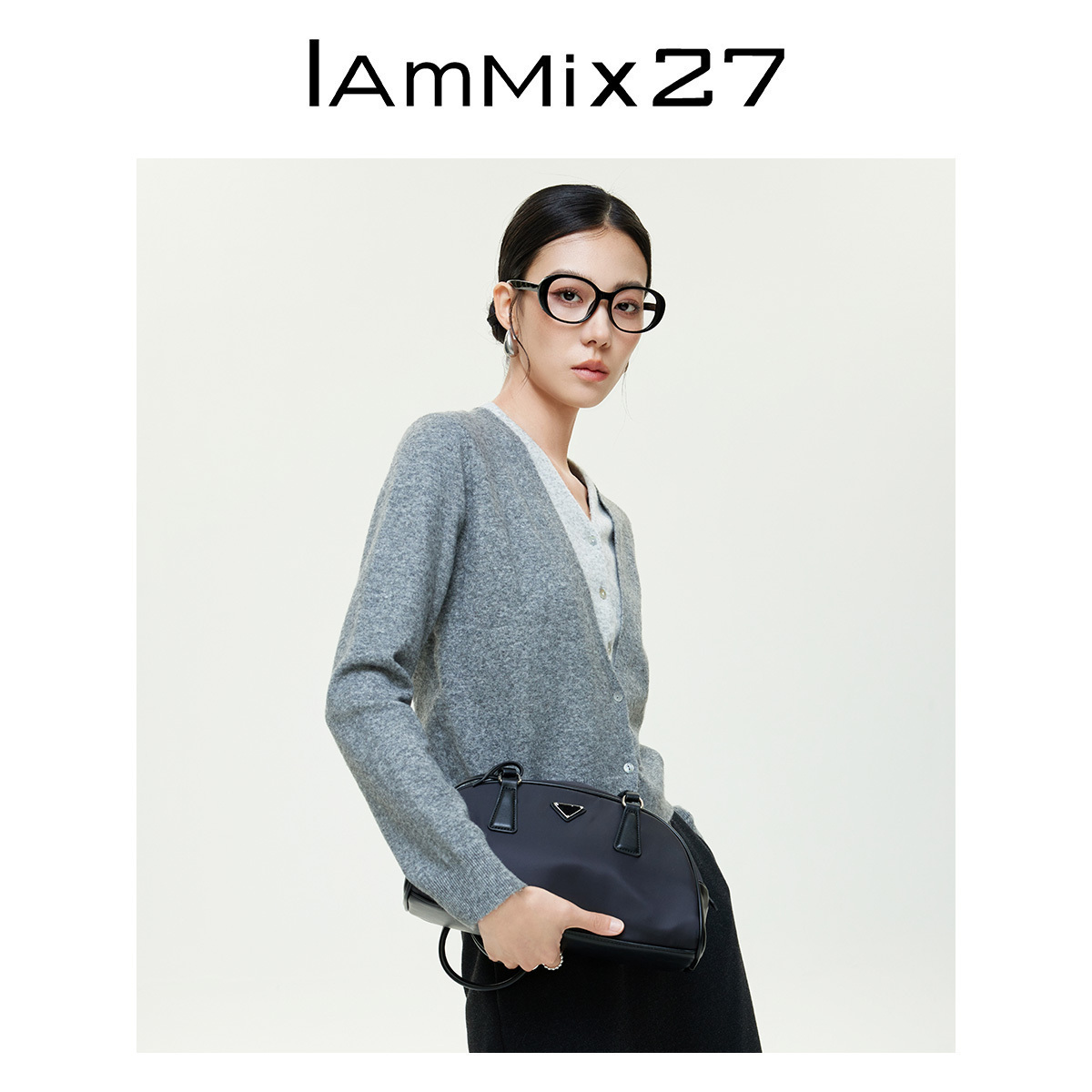 iammix27秋冬假两件V领针织开衫