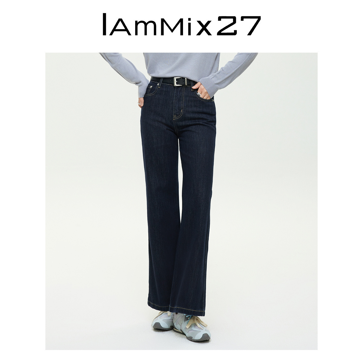 iammix27春秋修身原牛微喇牛仔裤